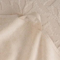 Serviette de toilette en coton motif floral 50x100cm - blanc écru