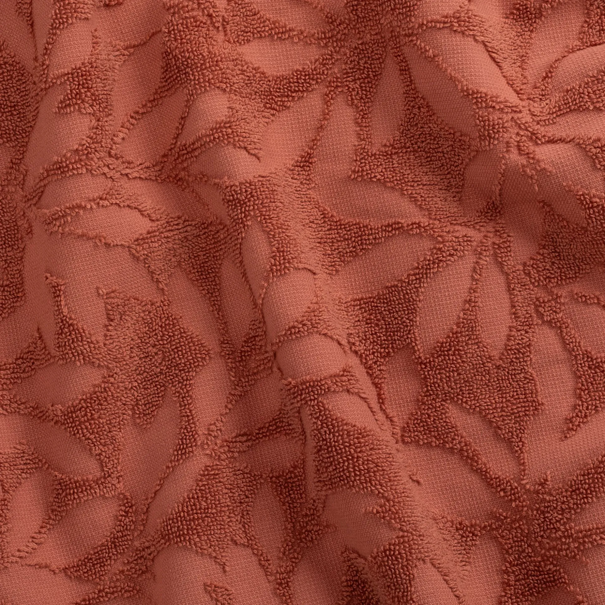 Serviette de toilette en coton motif floral 50x100cm - rouge terracotta