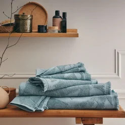 Serviette de toilette en coton - bleu calaluna 50x100cm