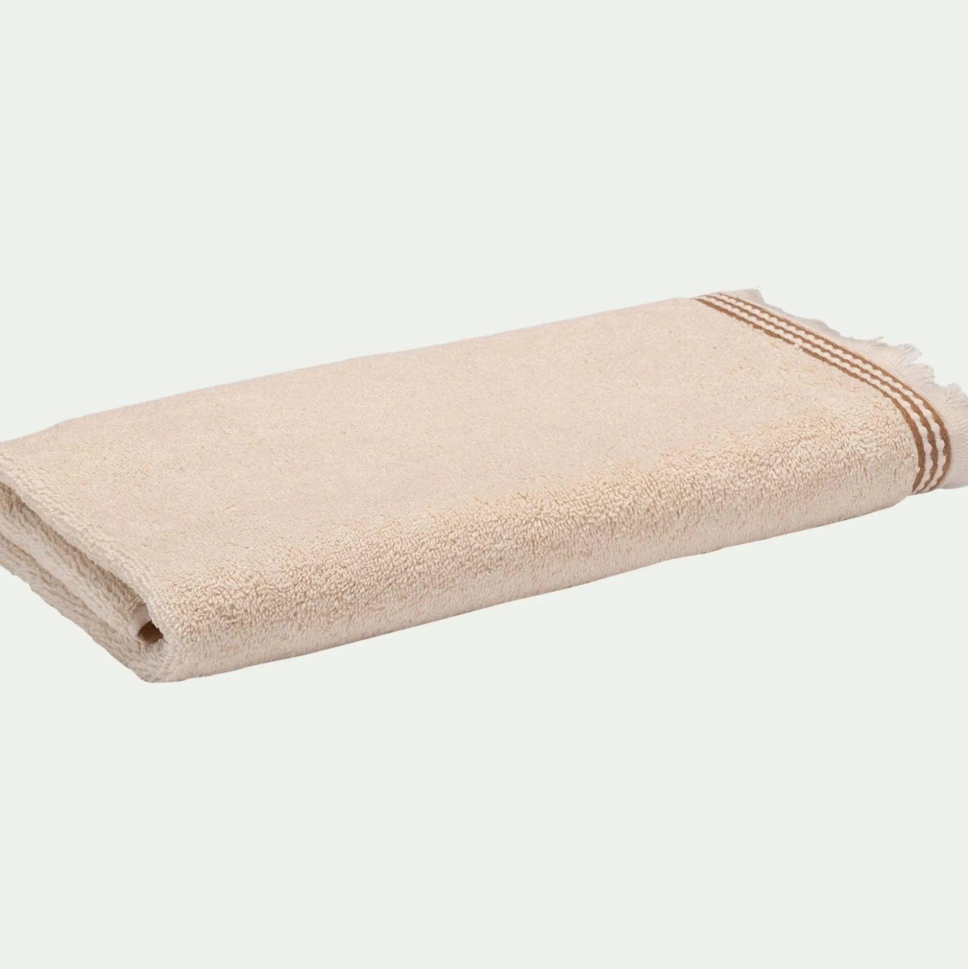 Serviette de toilette frangée en coton 50x100cm - blanc écru