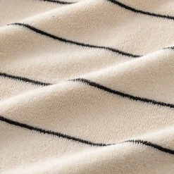 Serviette de toilette rayée en coton 50x100cm - beige