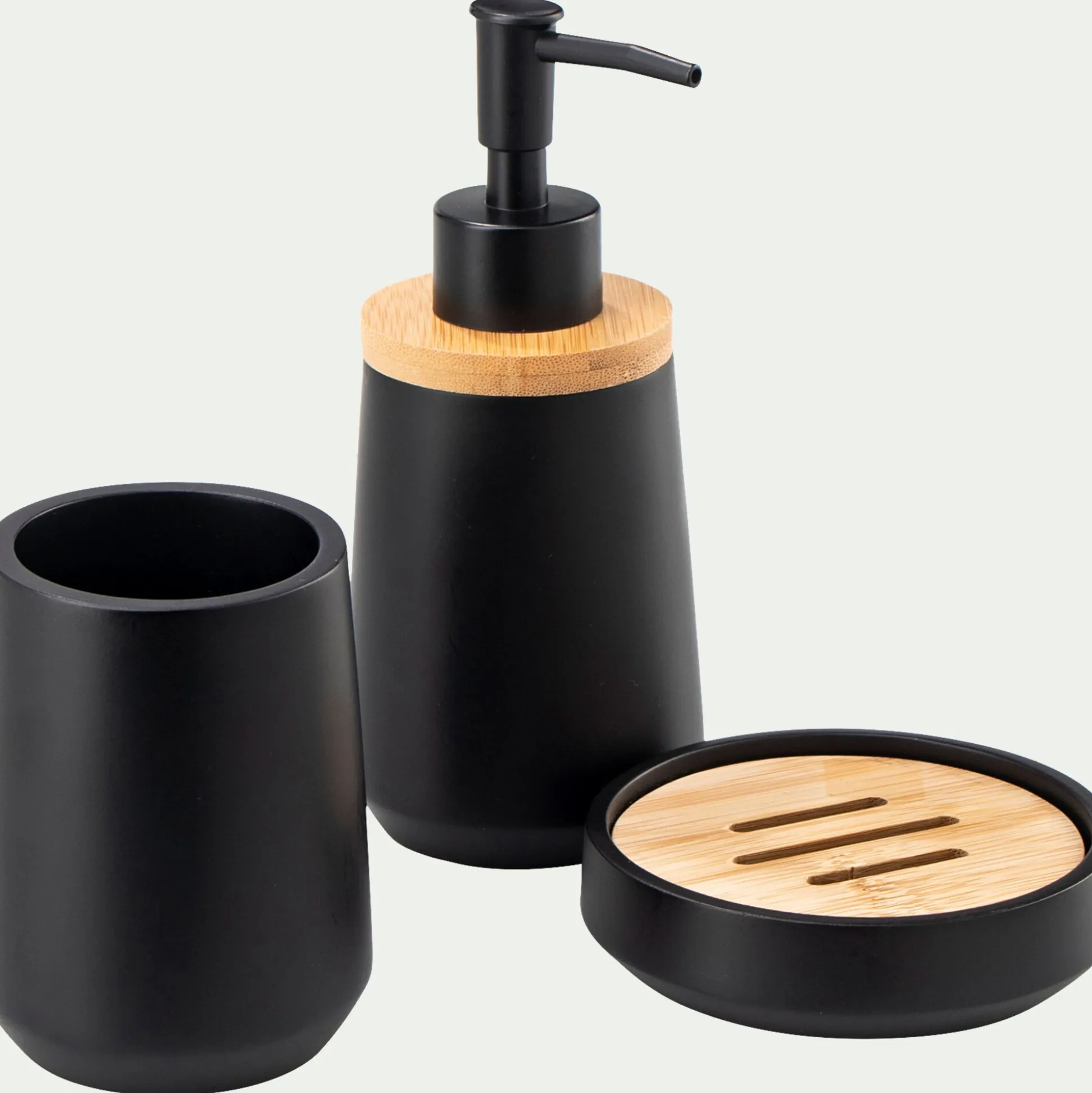 Set de salle de bain en polyresine - noir