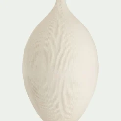 Soliflore en faïence strié H44cm - blanc