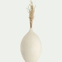 Soliflore en faïence strié H44cm - blanc