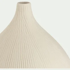 Soliflore en faïence strié H44cm - blanc