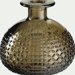 Soliflore en verre à motif H12cm - vert