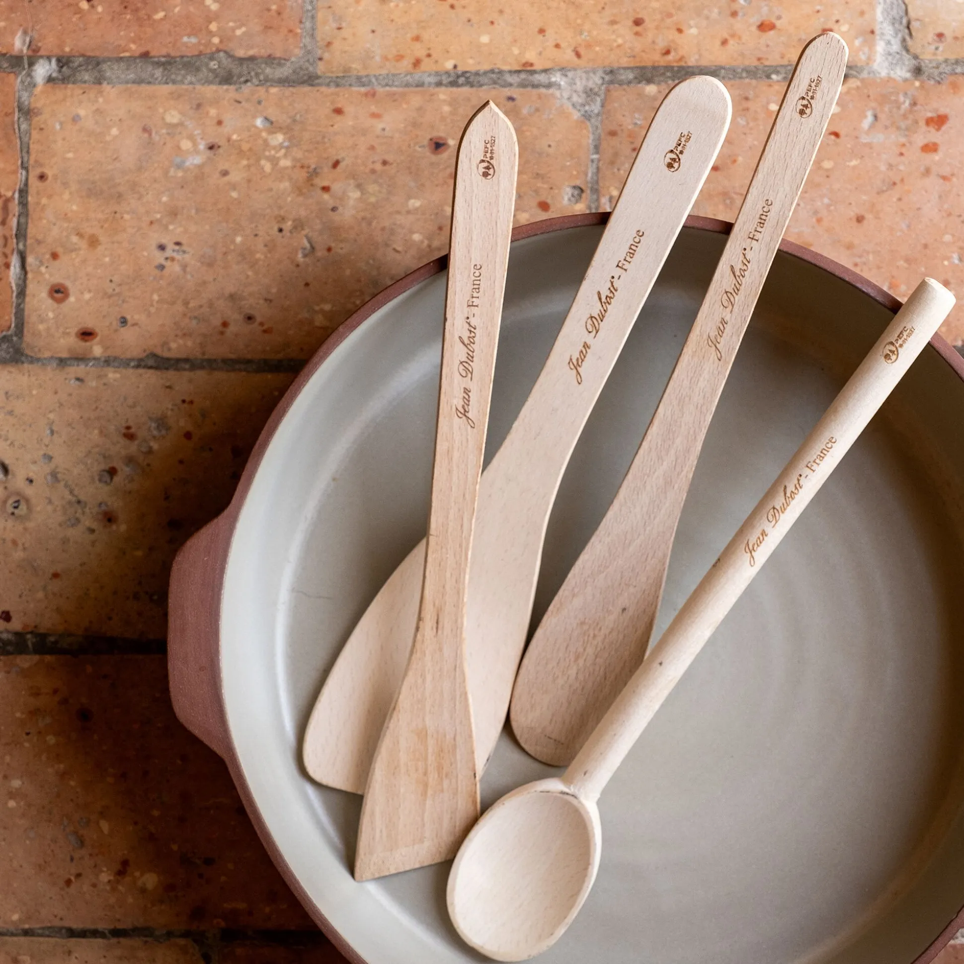 Spatule plate en bois de hêtre 30cm - naturel