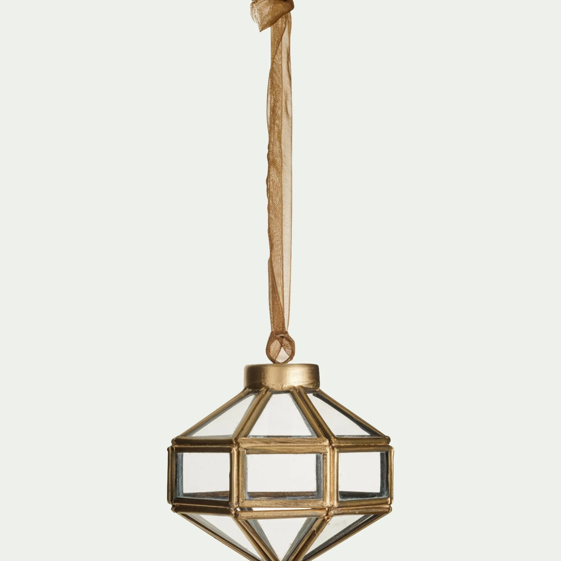 Suspension de Noël diamant en verre H9cm - doré