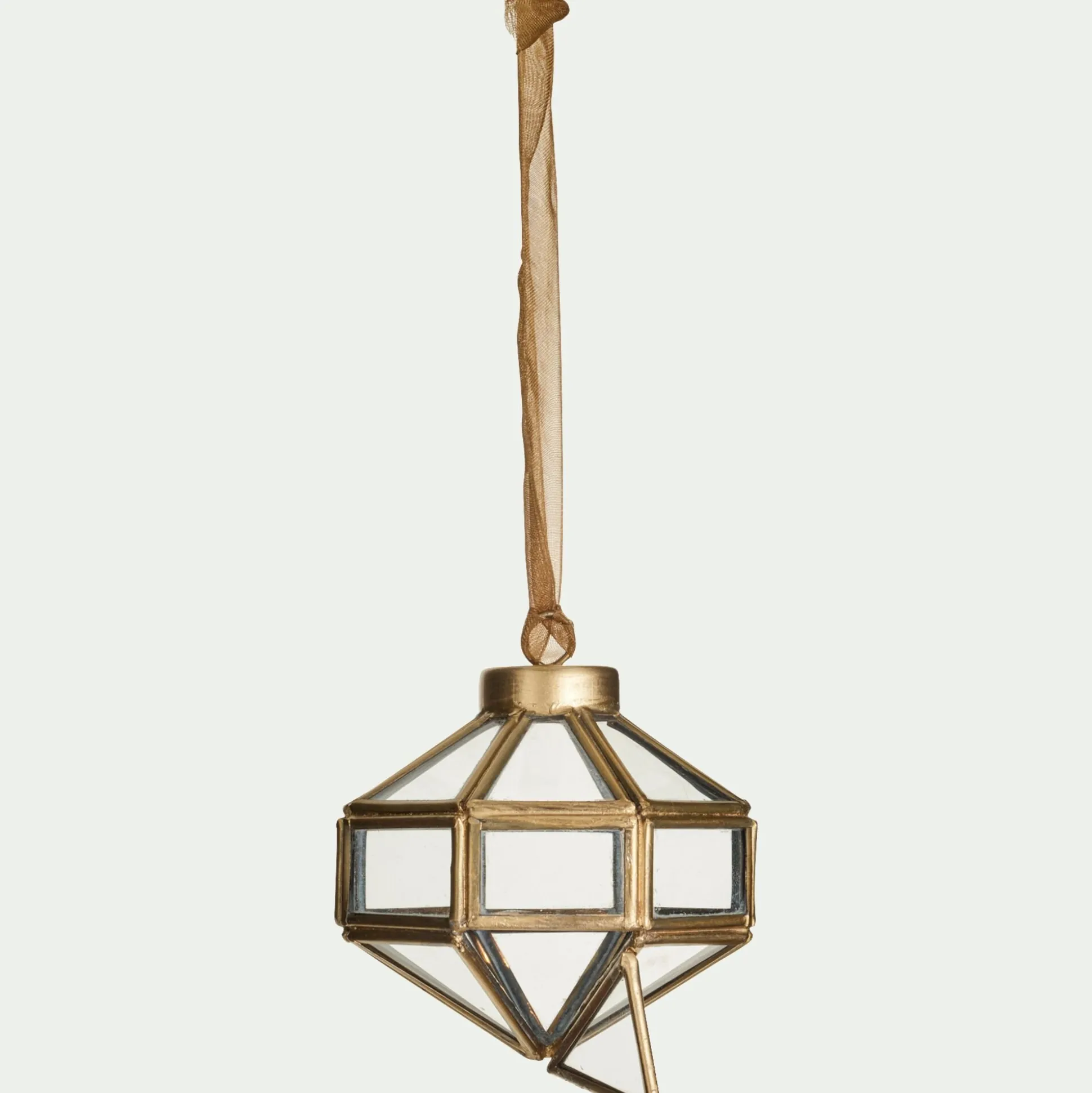 Suspension de Noël diamant en verre H9cm - doré