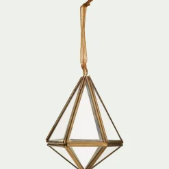 Suspension de Noël diamant en verre H11cm - doré