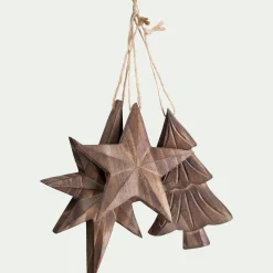 Suspension de Noël en bois de peuplier - naturel (modèle aléatoire)