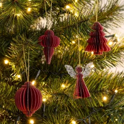 Suspension de Noël en papier H6cm - rouge (modèle aléatoire)