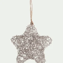 Suspension de Noël étoile en fil métallisé argent