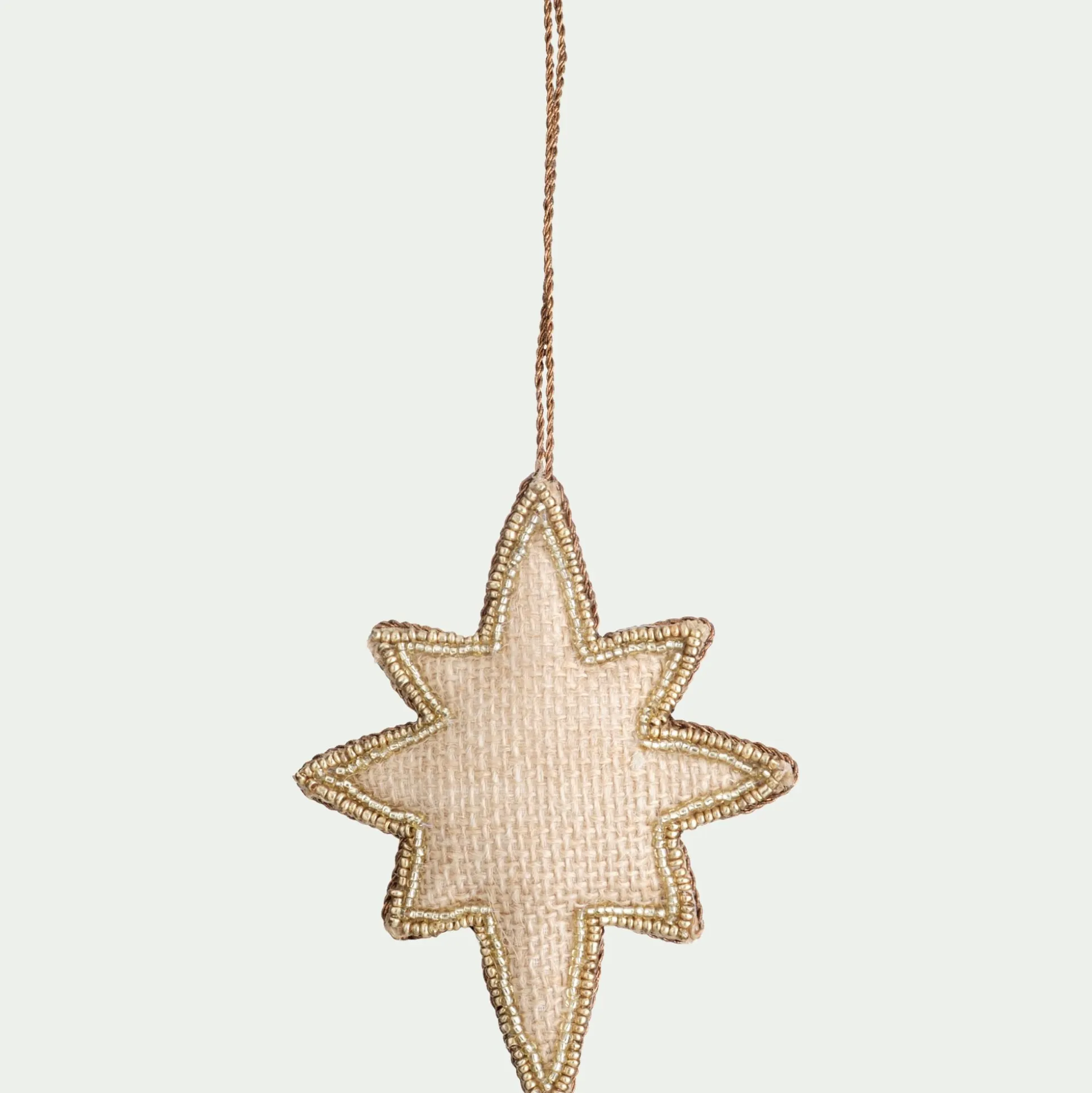 Suspension de Noël étoile en perles H11,5cm - doré