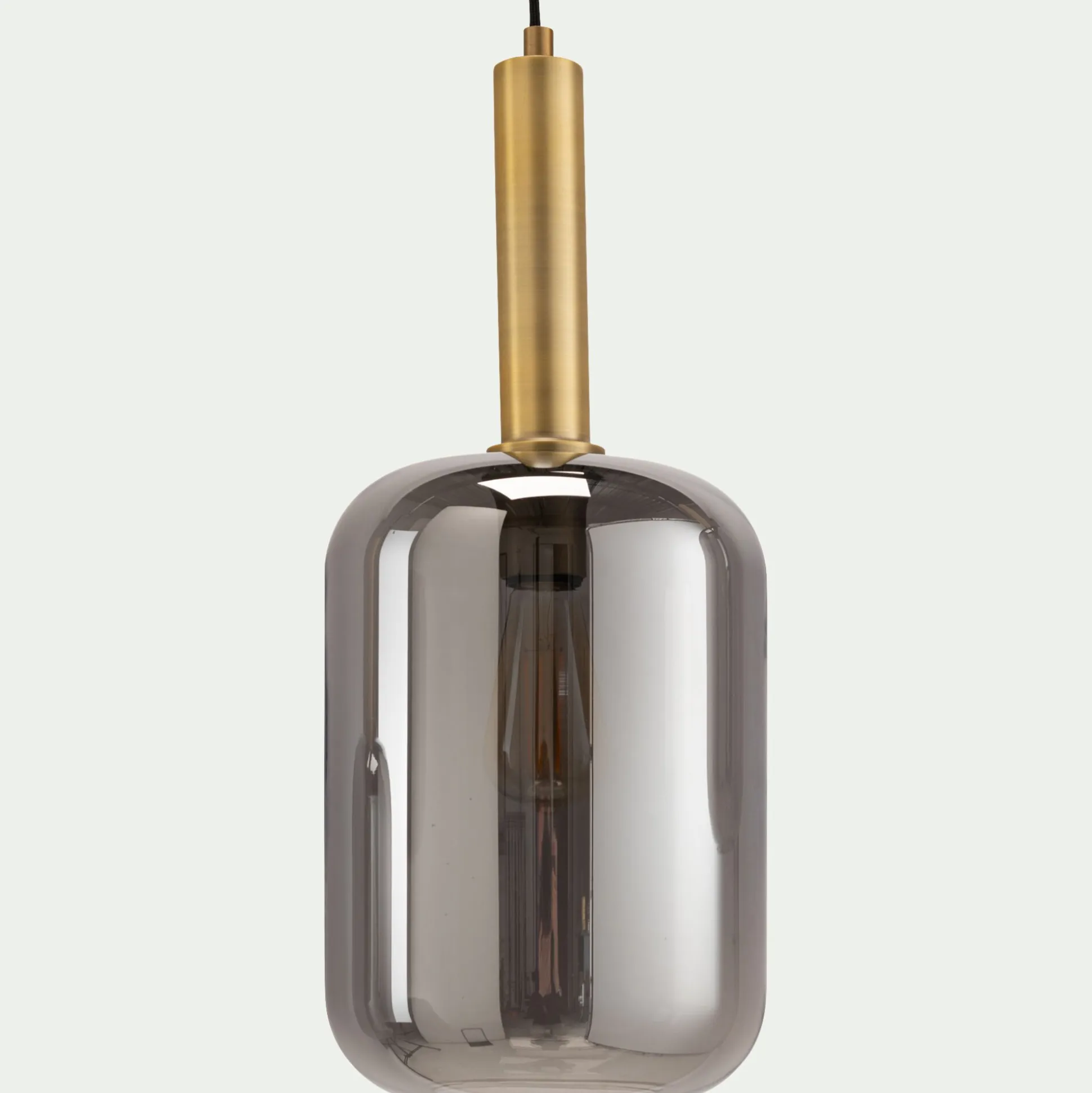 Suspension en acier à 3 globes en verre fumé - noir