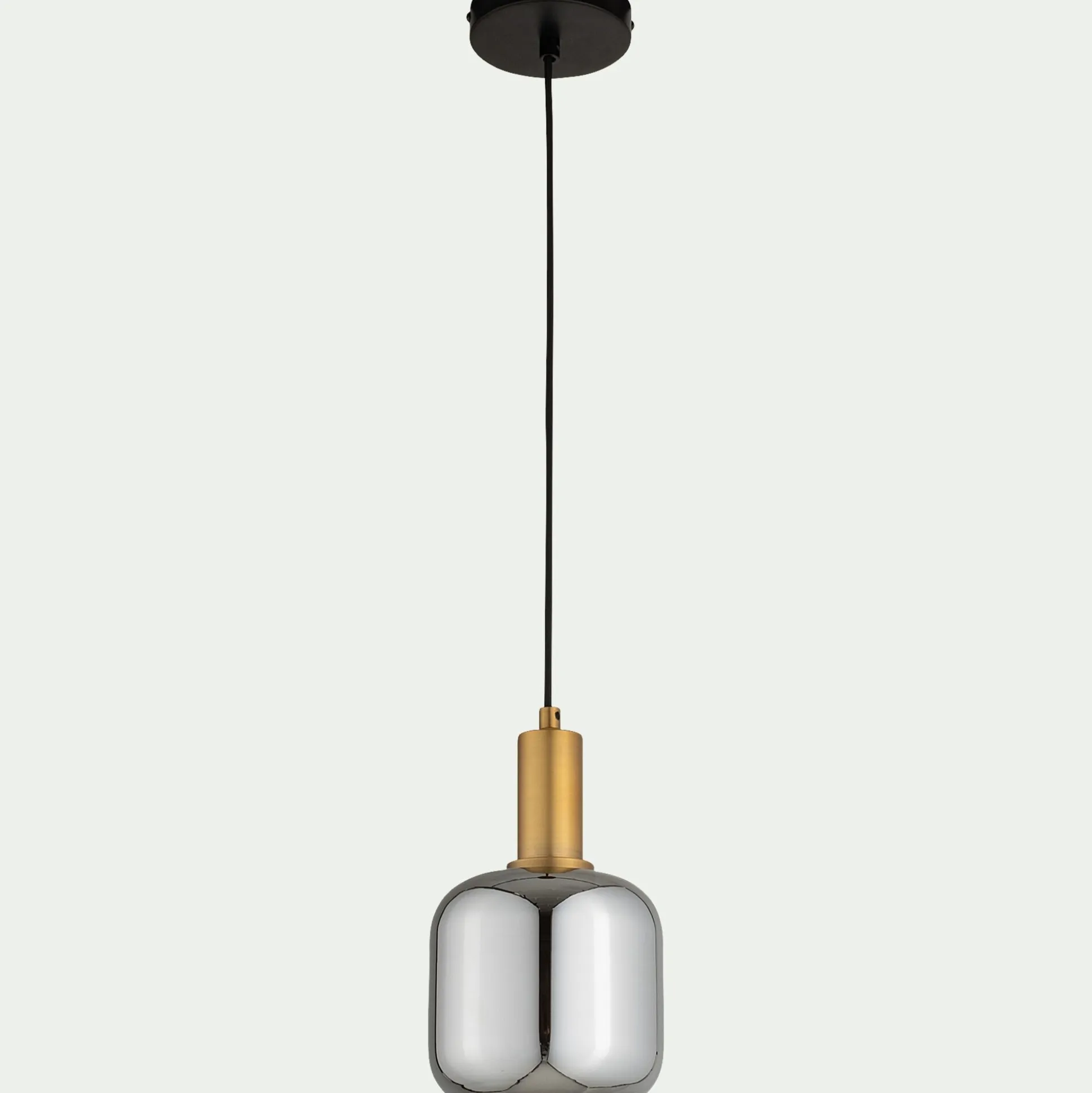 Suspension en laiton et globe en verre fumé D16cm - doré métallisé