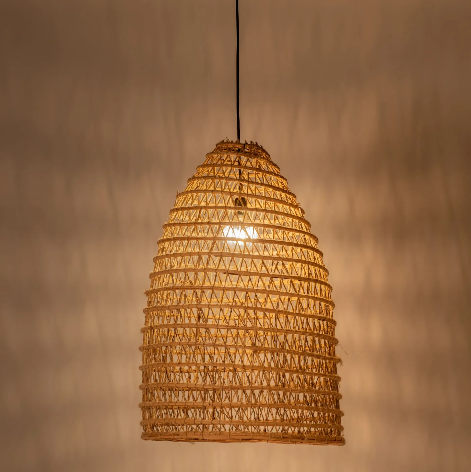 Suspension extérieure électrifiée en fibre de palmier D45xH80cm - naturel