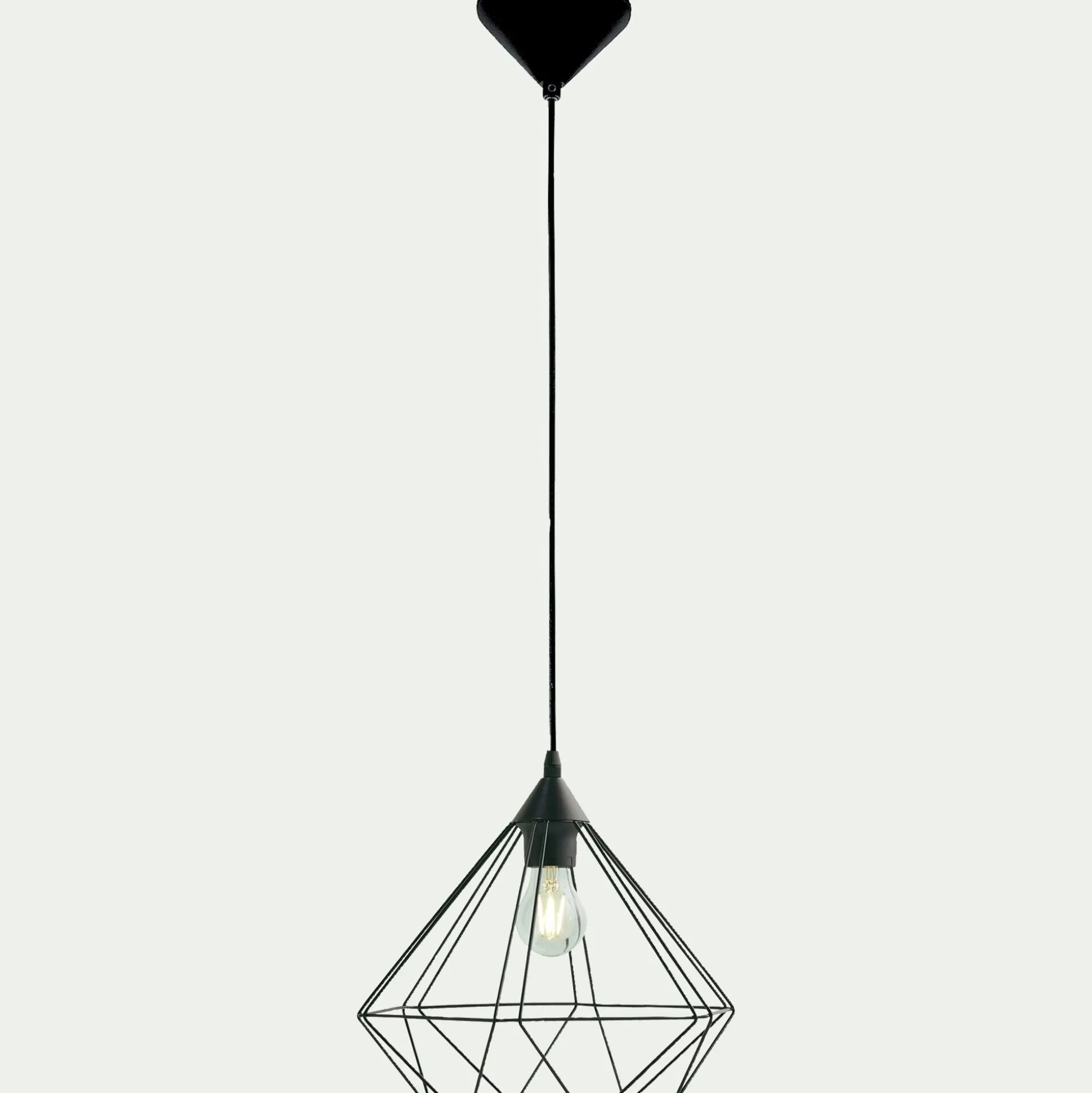 Suspension éléctrifiée géométrique E27 en acier D32,5cm - noir