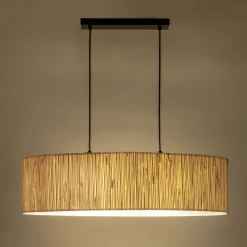 Suspension électrifiée 2 ampoules en acier et algues H120cm - naturel