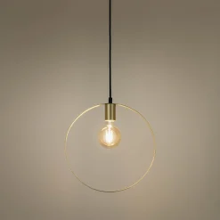 Suspension électrifiée cylindrique E27 en acier D35cm - doré