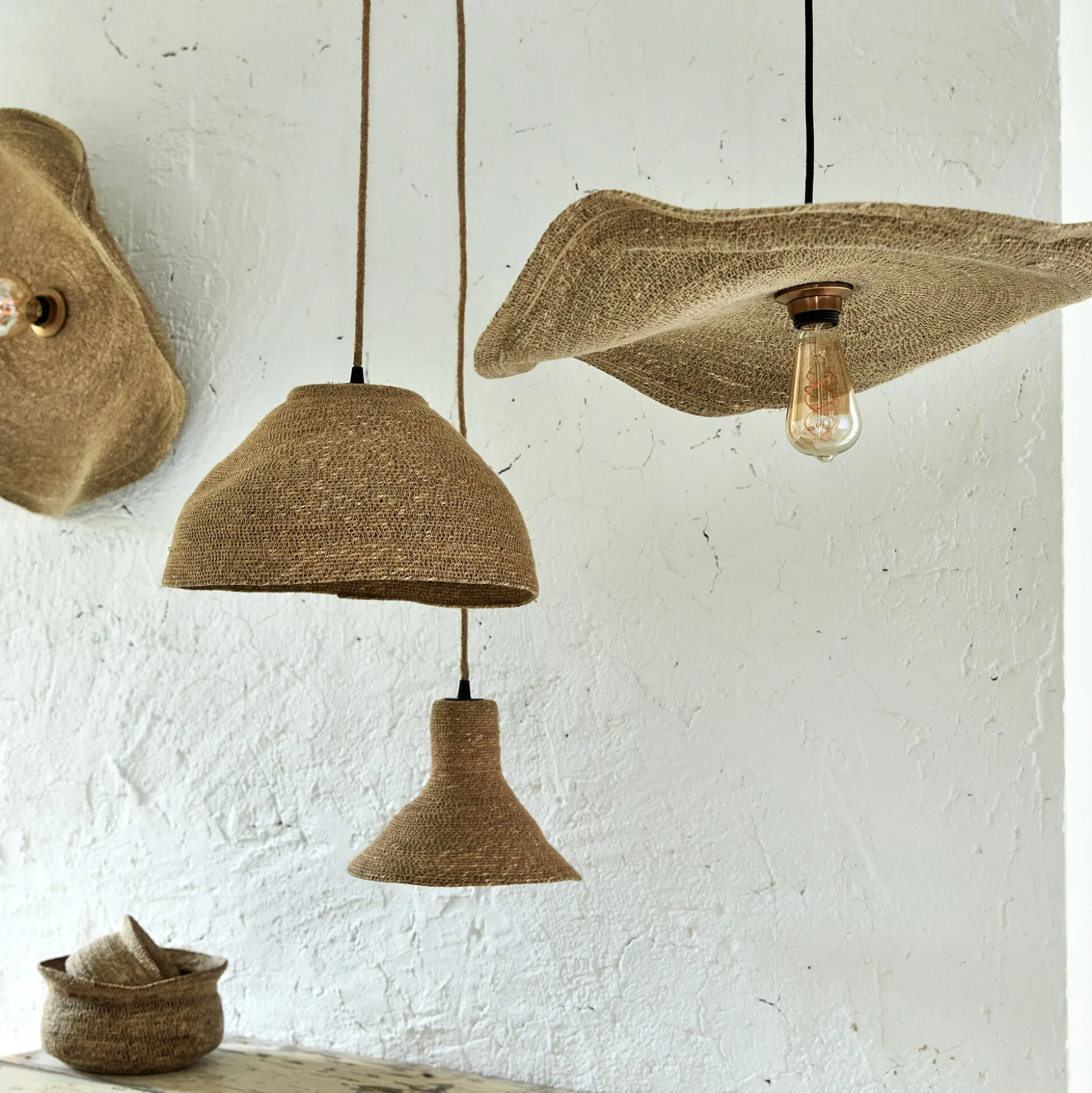 Suspension électrifiée en jonc de mer D61cm - naturel