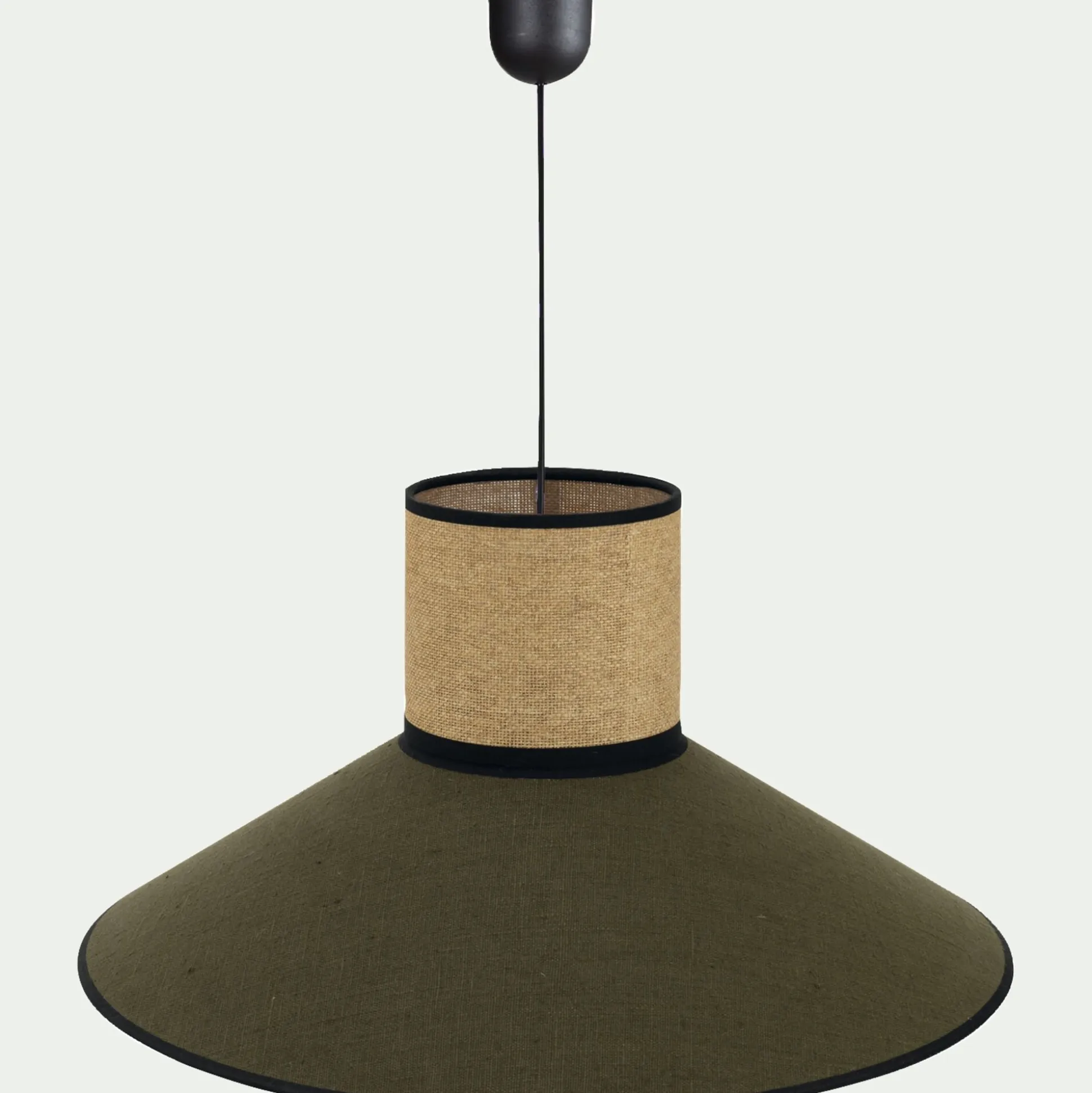 Suspension électrifiée en lin et papier D44cm - vert
