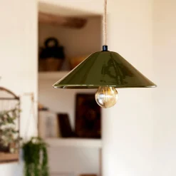 Suspension électrifiée en porcelaine D27,5cm - vert