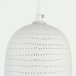 Suspension électrifiée en porcelaine D14,5cm - blanc