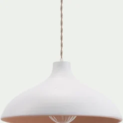 Suspension électrifiée en terre cuite D35cm - blanc