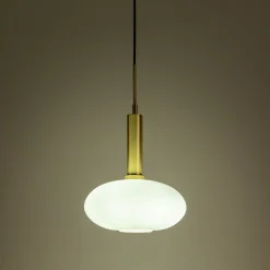 Suspension électrifiée en verre opalin D30cm - blanc