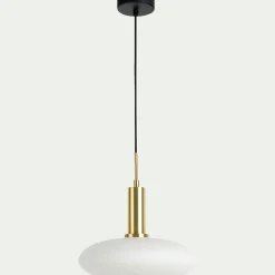 Suspension électrifiée en verre opalin D30cm - blanc