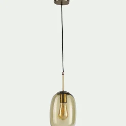 Suspension électrifiée en verre D15,5cm - vert