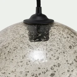 Suspension électrifiée en verre texturé D25cm - transparent
