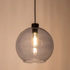 Suspension électrifiée en verre d30cm - bleu ciel