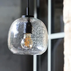 Suspension électrifiée en verre D20cm - transparent
