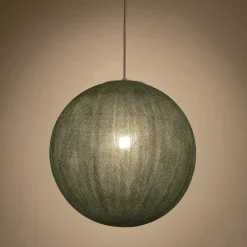 Suspension électrifiée globe en tissu D38cm - vert de gris
