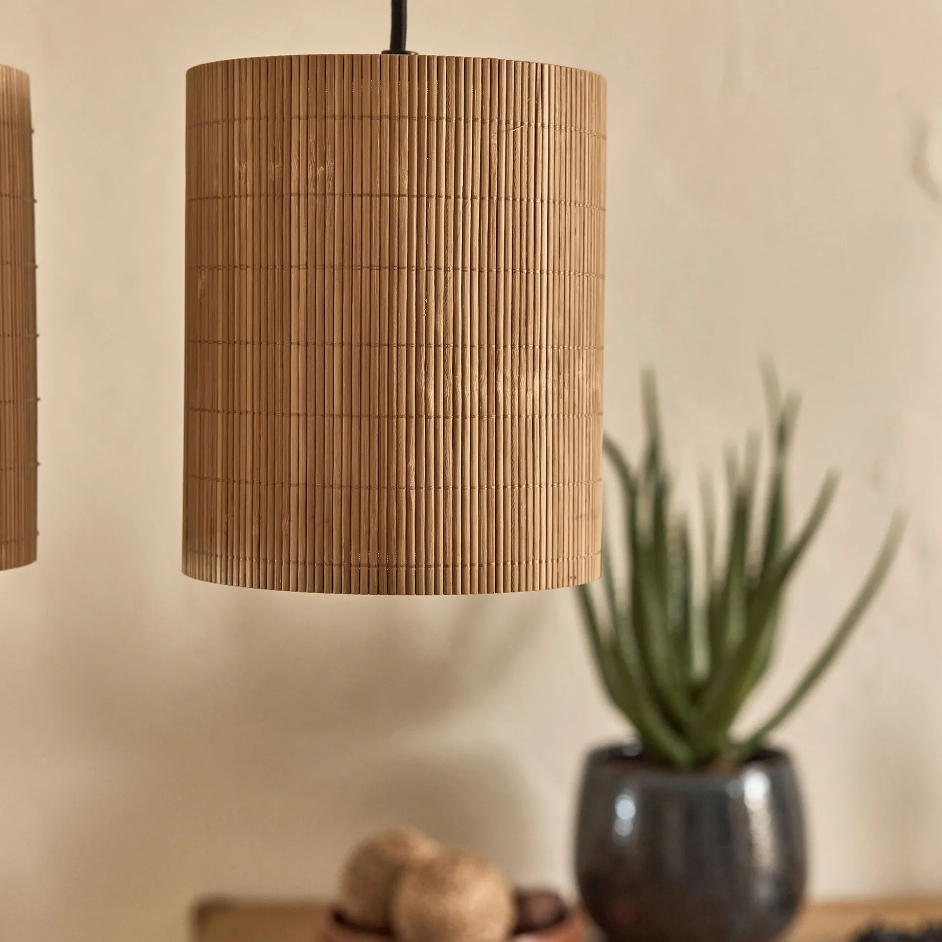 Suspension électrifiée triple en bambou L61cm - naturel