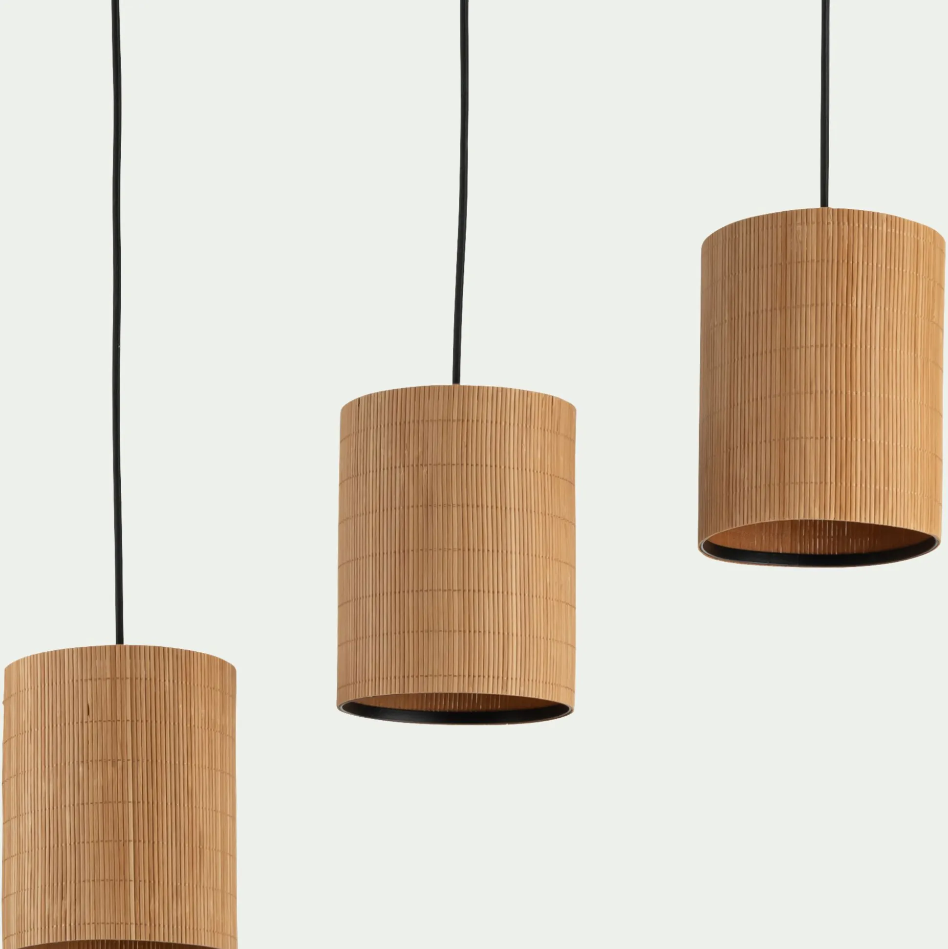 Suspension électrifiée triple en bambou L61cm - naturel