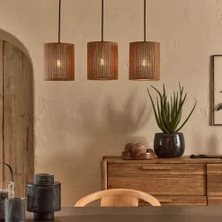 Suspension électrifiée triple en bambou L61cm - naturel