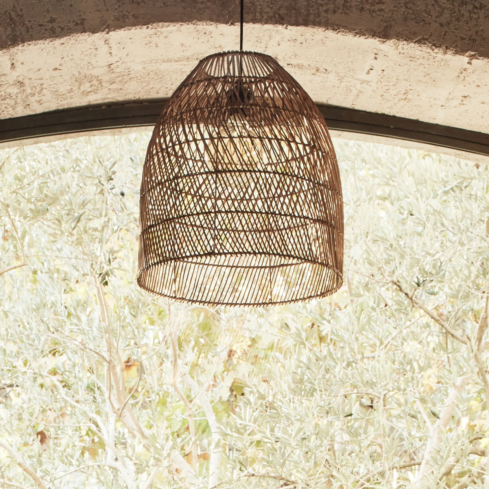 Suspension naturelle non électrifiée en rotin D43cm - naturel