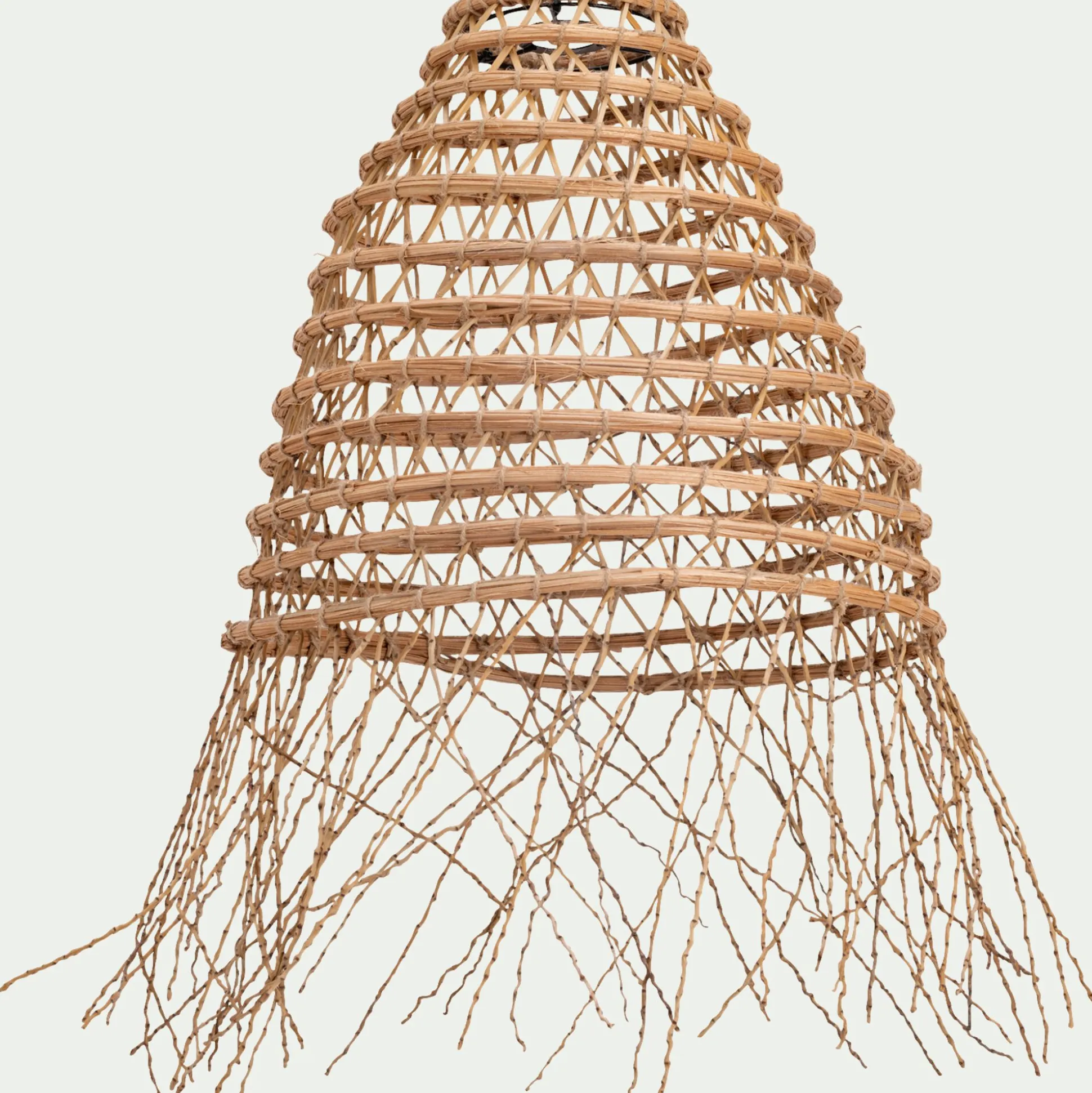Suspension non électrifiée fait main E27 en palmier D40cm - naturel