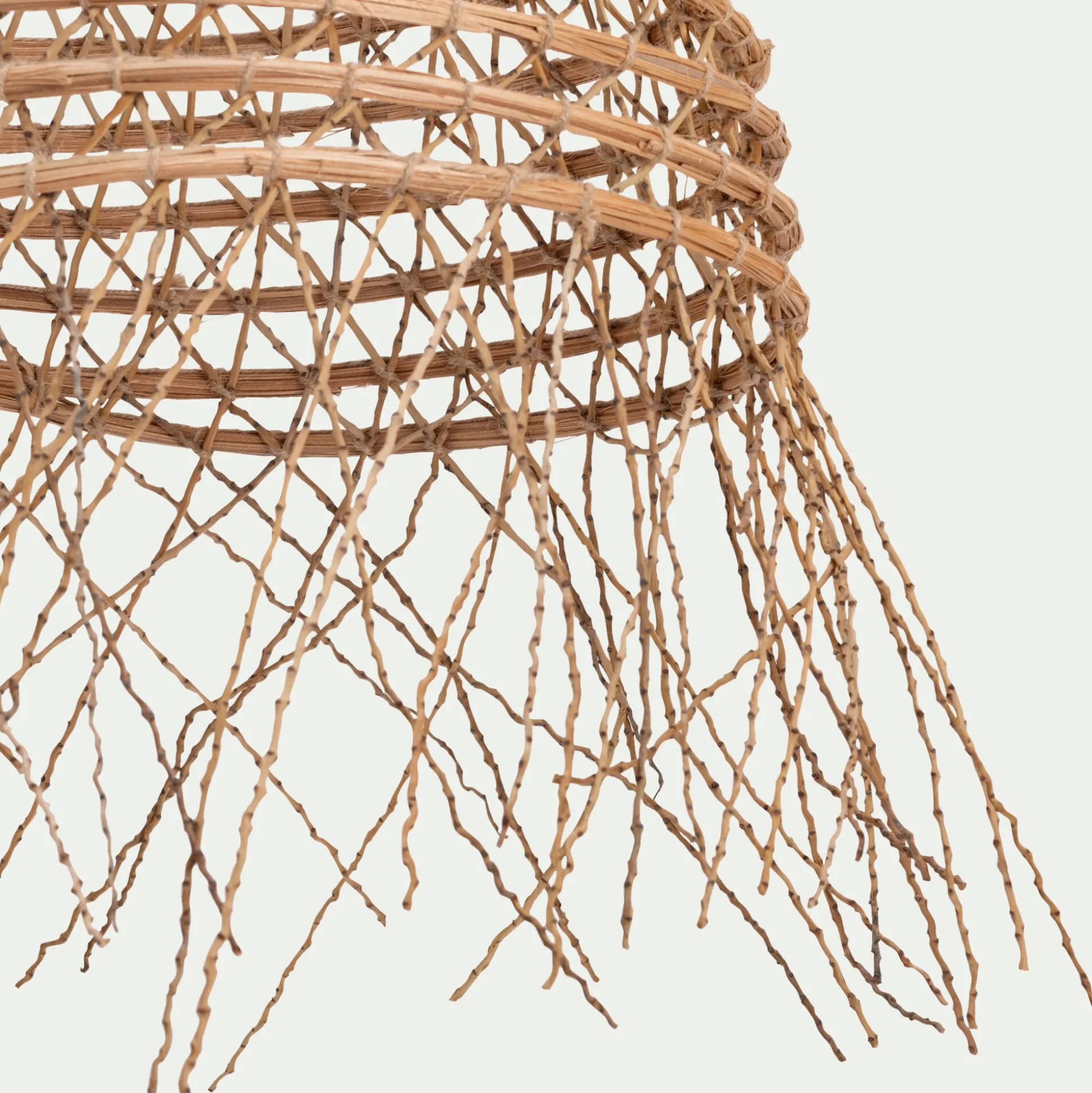 Suspension non électrifiée fait main E27 en palmier D40cm - naturel