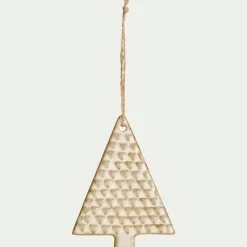 Suspension sapin déco de Noël en porcelaine - naturel (modèle aléatoire)
