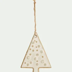Suspension sapin déco de Noël en porcelaine - naturel (modèle aléatoire)