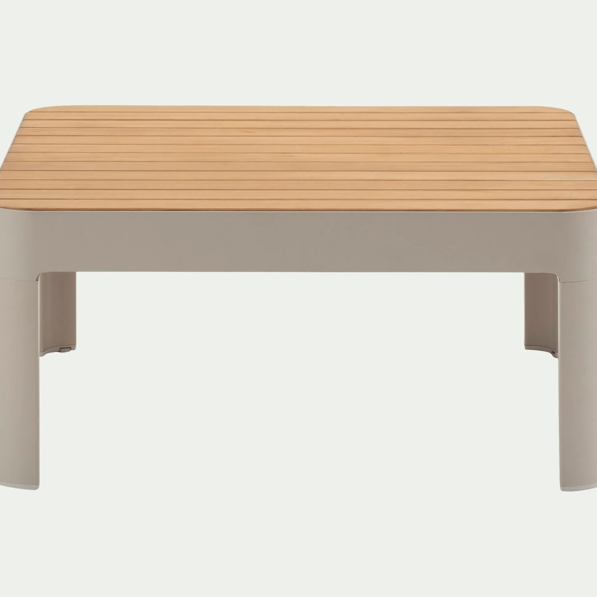 Table basse de jardin carrée en teck et aluminium - beige