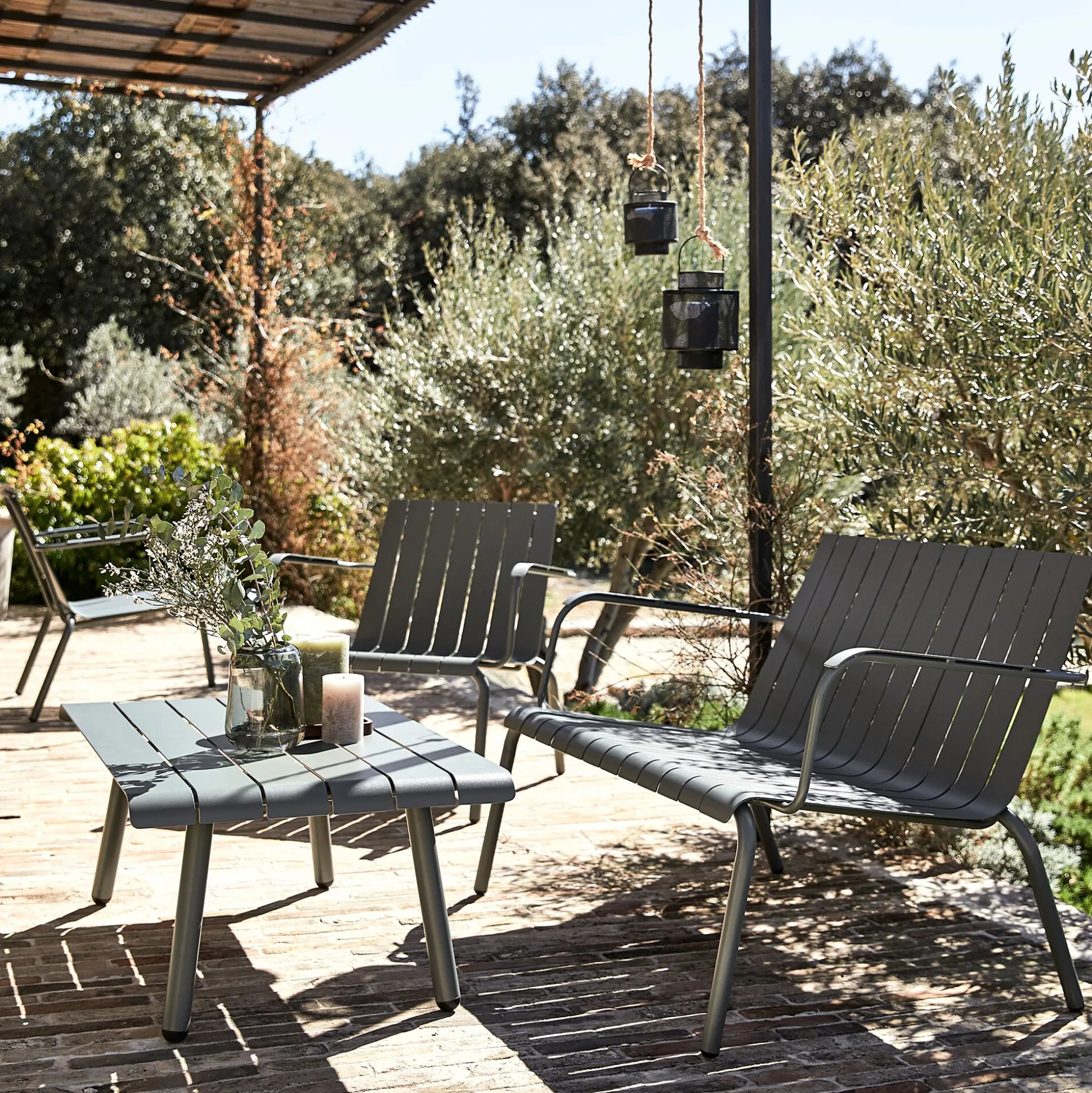 Table basse de jardin en aluminium - vert cèdre