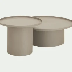 Table basse de jardin ronde en aluminium - beige