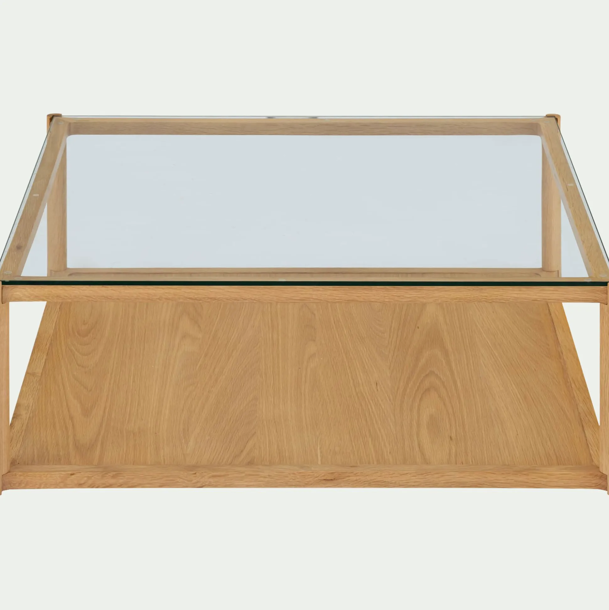 Table basse en chêne et verre L92x92cm - bois clair