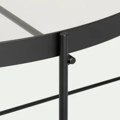 Table basse ronde en acier et verre trempé - noir D72,6xH40cm