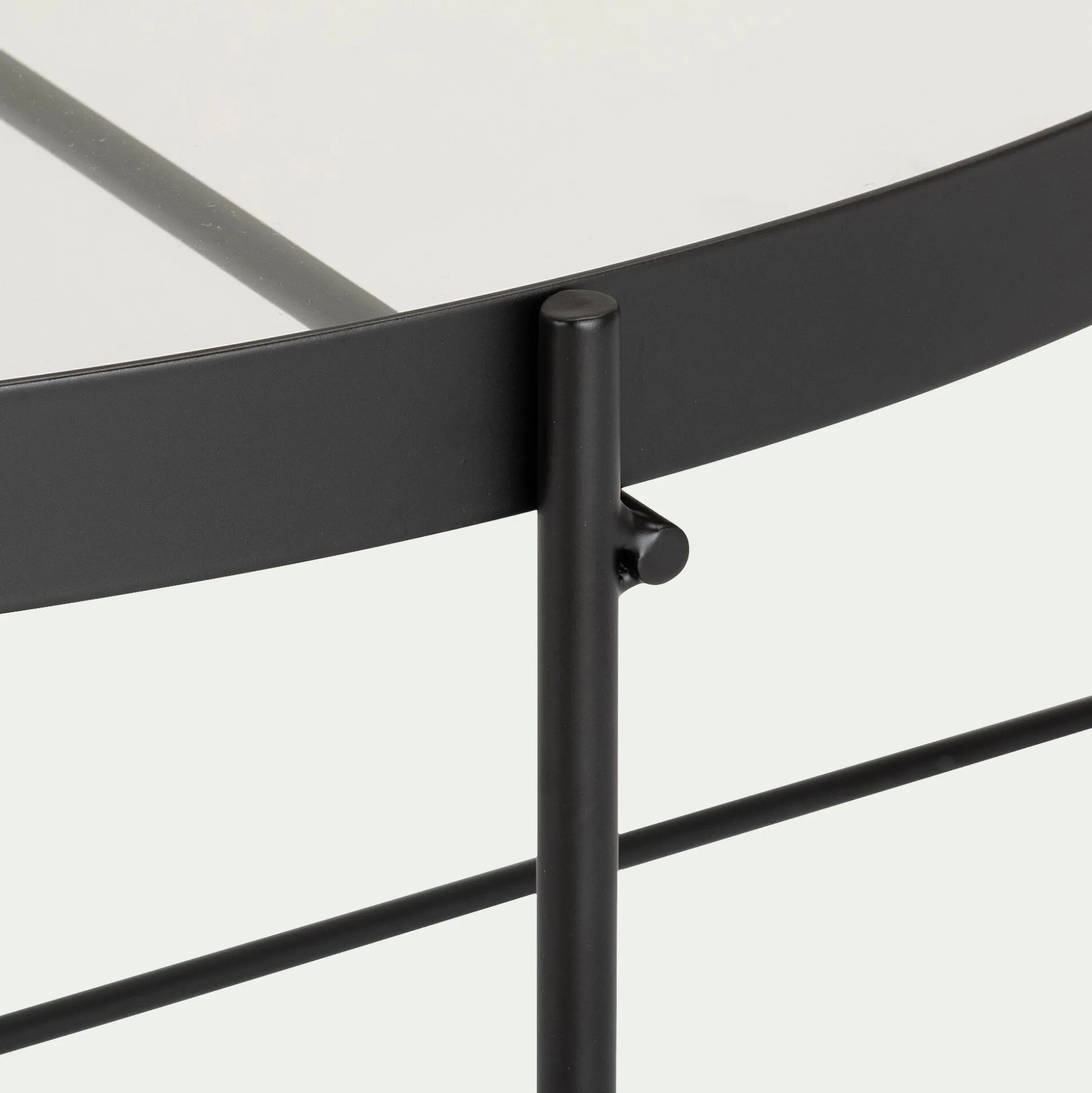 Table basse ronde en acier et verre trempé - noir D72,6xH40cm